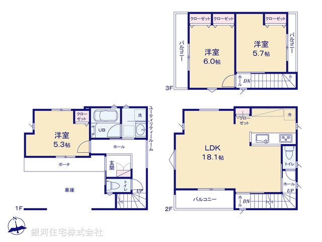G00371038 東京都江戸川区平井６丁目 新築一戸建て 6880万円【間取図】