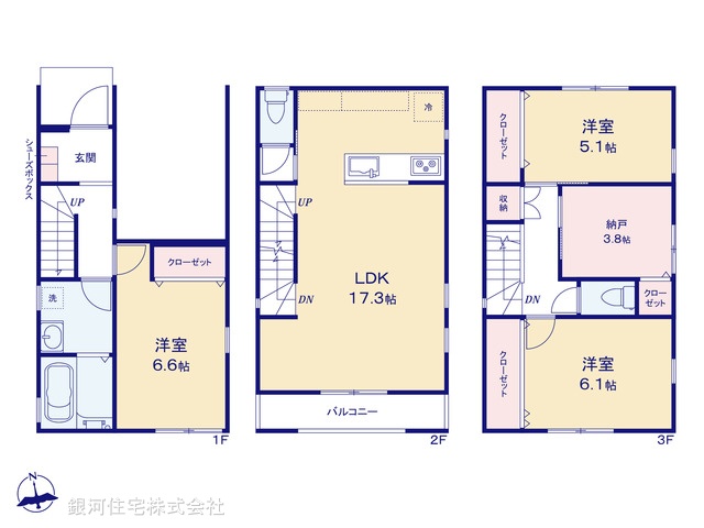 G00371074 神奈川県横浜市磯子区滝頭３丁目 新築一戸建て 4180万円【間取図】