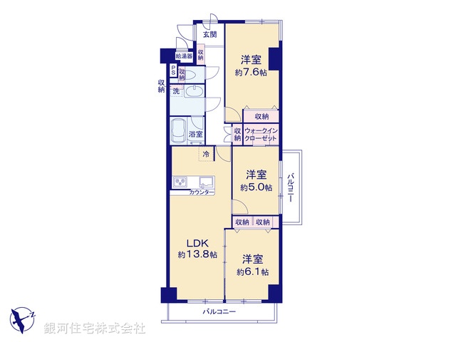 G00371080 神奈川県横浜市戸塚区戸塚町 中古マンション 3980万円【間取図】