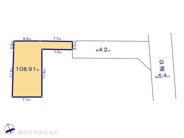 G00371330 神奈川県厚木市旭町２丁目 土地 2480万円【区画図】
