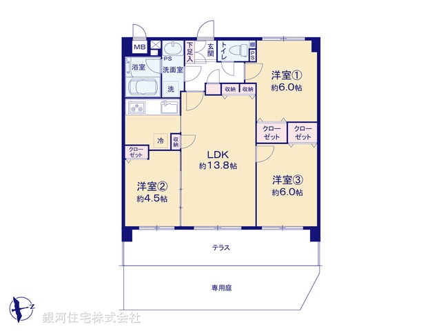 G00371595 神奈川県横浜市神奈川区神大寺１丁目 中古マンション 2880万円【間取図】