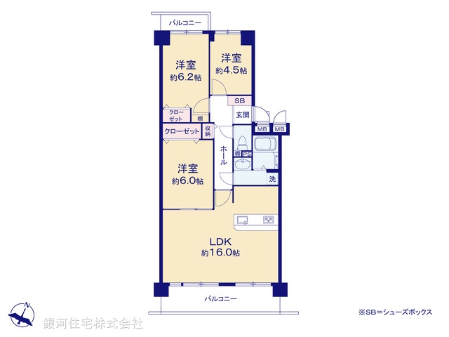 G00371596 千葉県流山市西初石４丁目 中古マンション 2098万円【間取図】