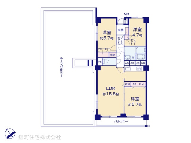 G00371740 千葉県松戸市常盤平２丁目 中古マンション 2098万円【間取図】
