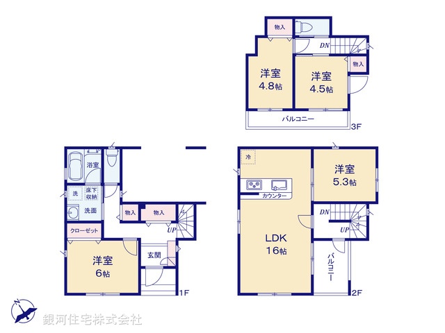 G00371921 東京都北区志茂５丁目 新築一戸建て 8080万円【間取図】