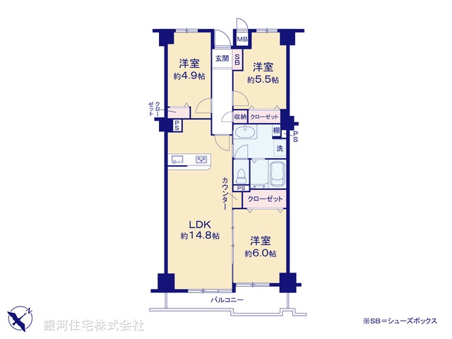 G00372110 埼玉県三郷市早稲田７丁目 中古マンション 2098万円【間取図】