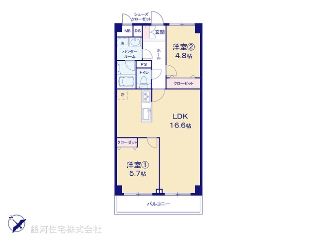 G00372190 神奈川県横浜市鶴見区東寺尾２丁目 中古マンション 2199万円【間取図】