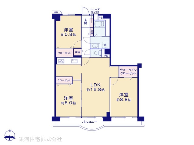 G00372194 千葉県松戸市新松戸北２丁目 中古マンション 2198万円【間取図】