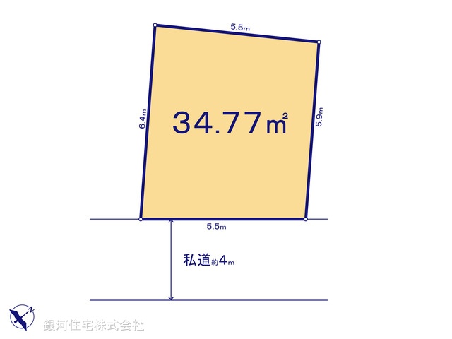 G00372340 東京都江東区亀戸９丁目 土地 3850万円【区画図】