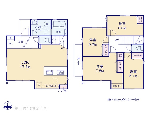 G00372362 神奈川県横浜市保土ヶ谷区釜台町 新築一戸建て 4890万円【間取図】