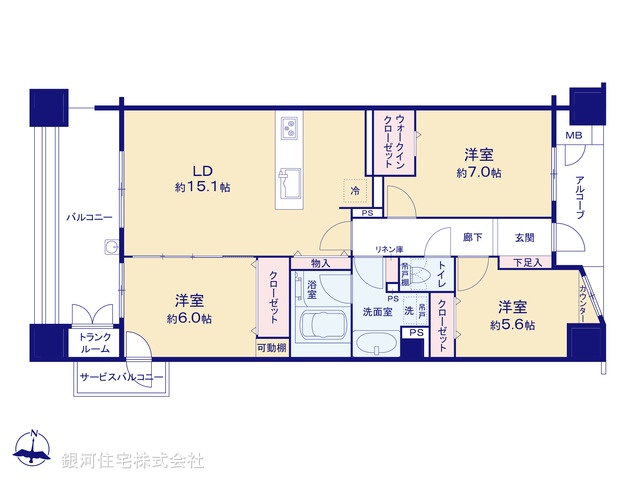 G00372554 東京都江東区新砂３丁目 中古マンション 8490万円【間取図】