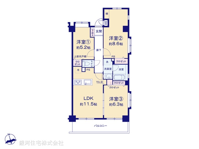 G00372649 東京都府中市天神町２丁目 中古マンション 3690万円【間取図】
