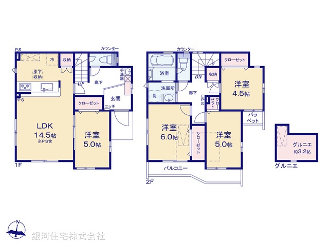 G00372689 東京都三鷹市北野２丁目 新築一戸建て 6880万円【間取図】