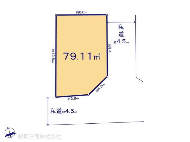 G00372776 東京都三鷹市下連雀９丁目 土地 6180万円【区画図】