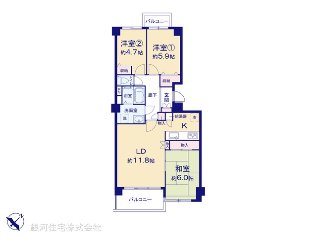 G00372853 神奈川県横浜市青葉区藤が丘１丁目 中古マンション 3899万円【間取図】