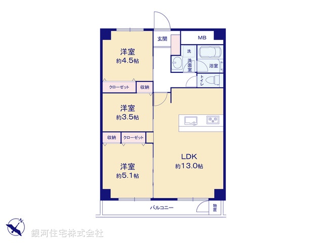 G00373067 千葉県千葉市美浜区真砂２丁目 中古マンション 2199万円【間取図】