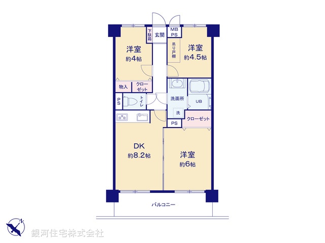 G00373112 埼玉県越谷市蒲生２丁目 中古マンション 1980万円【間取図】