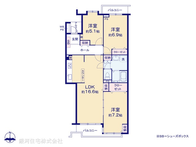 G00373139 千葉県流山市西初石２丁目 中古マンション 1998万円【間取図】