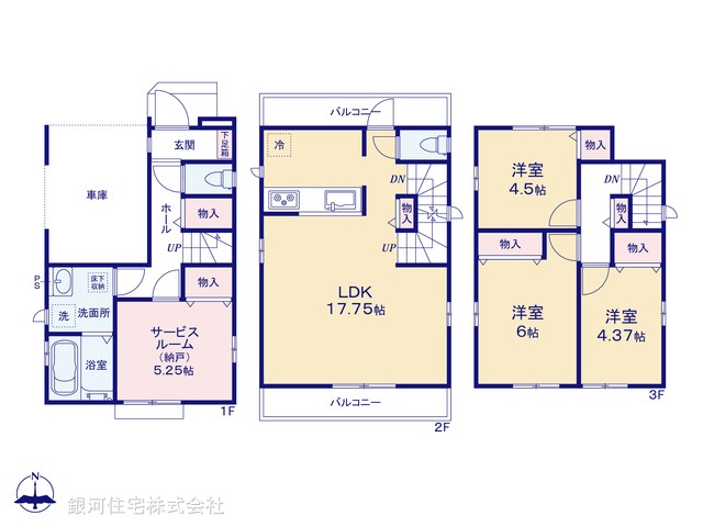 G00373164 埼玉県草加市氷川町 新築一戸建て 4190万円【間取図】