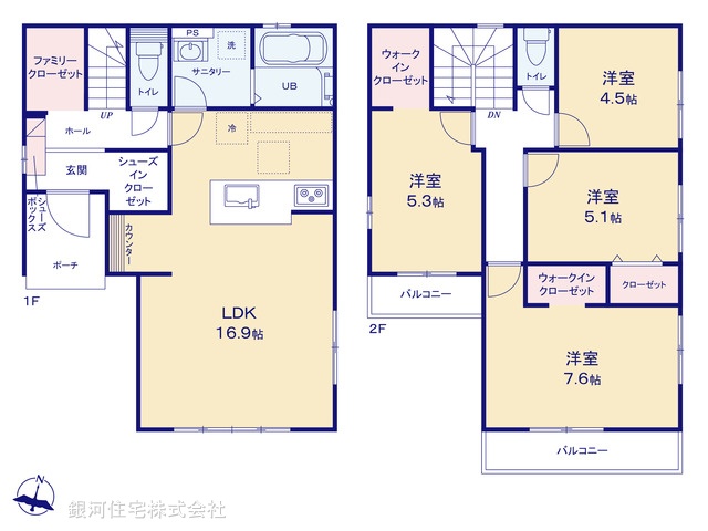 G00373187 埼玉県草加市稲荷５丁目 新築一戸建て 3799万円【間取図】