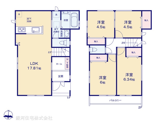 G00373243 埼玉県戸田市上戸田２丁目 新築一戸建て 6990万円【間取図】