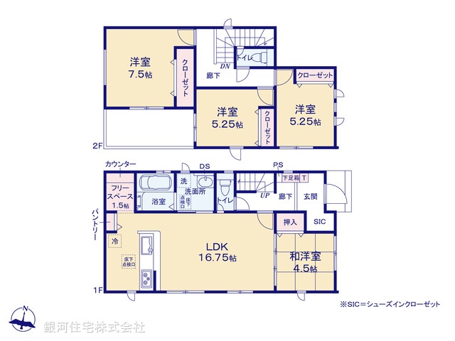 G00373291 神奈川県小田原市堀之内 新築一戸建て 3580万円 土地面積149.86m² (約45.33坪) 建物面積101.02m² (約30.55坪) 間取り４ＬＤＫ 築年月2025年06月【間取図】