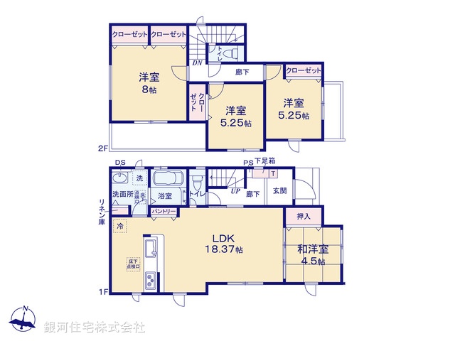 G00373293 神奈川県小田原市堀之内 新築一戸建て 3780万円 土地面積149.85m² (約45.32坪) 建物面積101.85m² (約30.80坪) 間取り４ＬＤＫ 築年月2025年06月【間取図】
