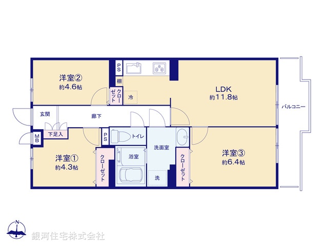 G00373299 埼玉県さいたま市西区大字指扇 中古マンション 2099万円【間取図】