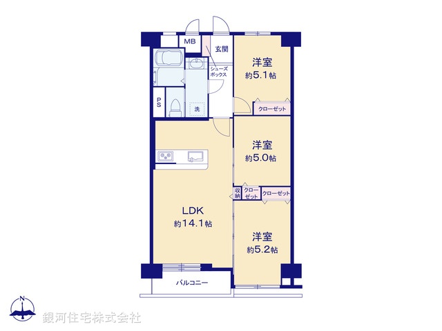 G00373348 千葉県松戸市新松戸１丁目 中古マンション 2798万円【間取図】