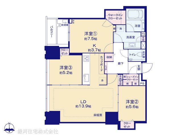 G00373397 東京都江東区豊洲３丁目 中古マンション 1億8990万円【間取図】