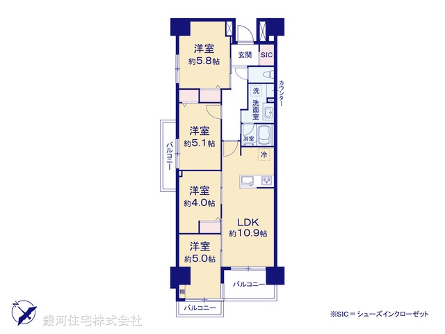 G00373434 神奈川県川崎市川崎区日進町 中古マンション 6190万円【間取図】