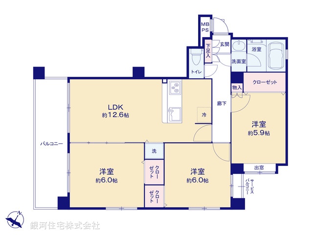 G00373454 東京都文京区千駄木４丁目 中古マンション 9490万円【間取図】