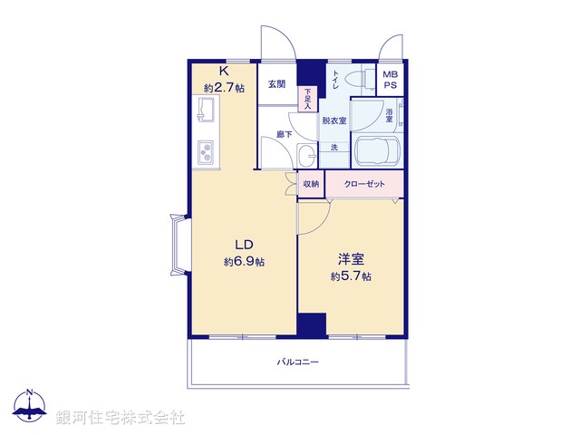 G00373455 神奈川県横浜市神奈川区三ツ沢中町 中古マンション 2090万円【間取図】