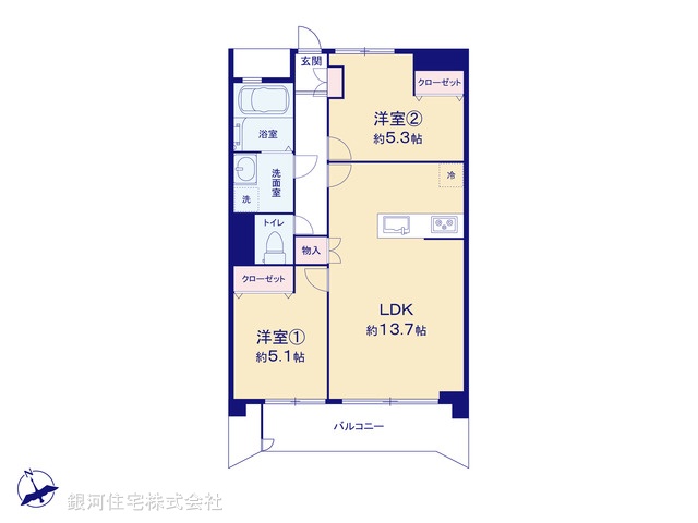 G00373570 神奈川県横浜市磯子区磯子３丁目 中古マンション 1990万円【間取図】