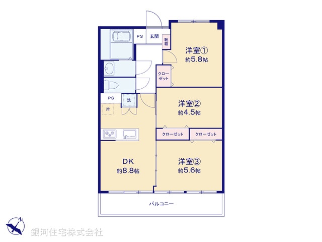 G00373579 神奈川県横浜市中区錦町 中古マンション 1999万円【間取図】