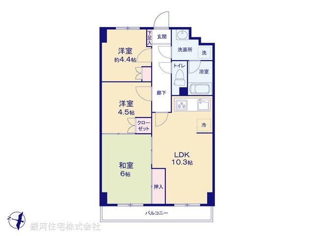 G00373625 神奈川県川崎市高津区新作２丁目 中古マンション 2740万円【間取図】