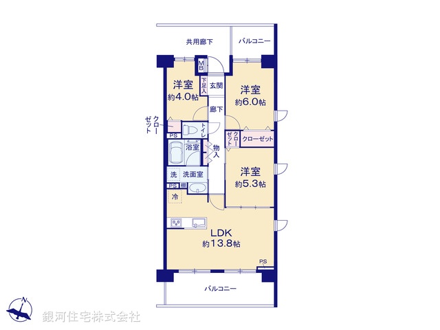 G00373746 神奈川県横浜市南区高砂町２丁目 中古マンション 4999万円【間取図】