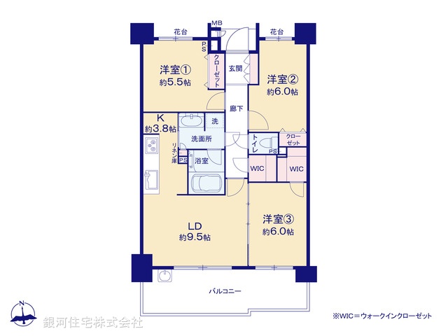 G00374022 東京都府中市幸町３丁目 中古マンション 5080万円【間取図】