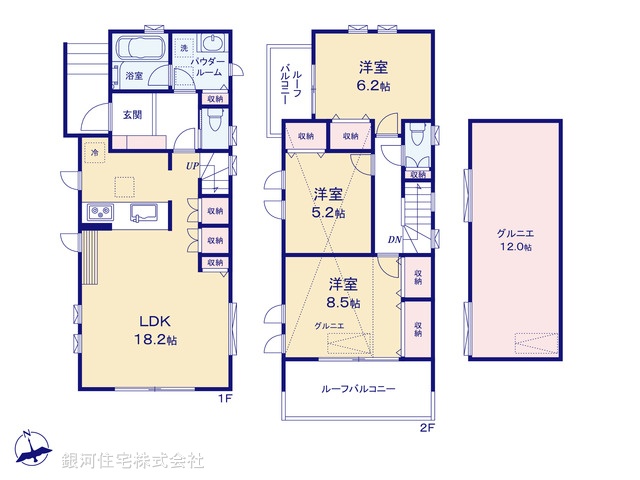G00374201 東京都杉並区上荻３丁目 新築一戸建て 1億1300万円【間取図】