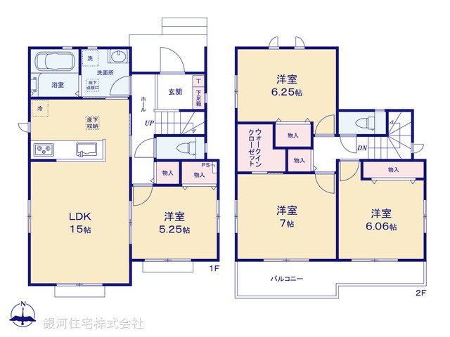 G00374392 千葉県我孫子市東我孫子２丁目 新築一戸建て 4390万円【間取図】
