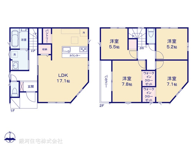 G00374549 埼玉県越谷市大字南荻島 新築一戸建て 3990万円【間取図】