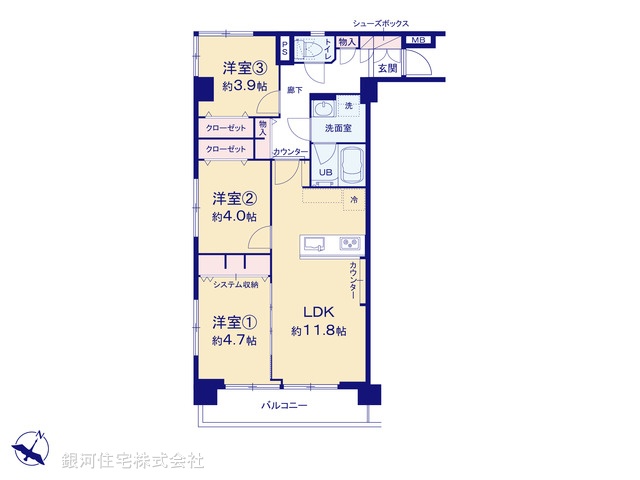 G00374557 神奈川県横浜市青葉区市ヶ尾町 中古マンション 2899万円【間取図】