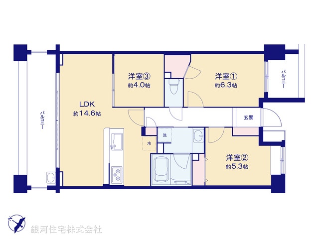 G00374570 神奈川県川崎市宮前区犬蔵２丁目 中古マンション 7198万円【間取図】