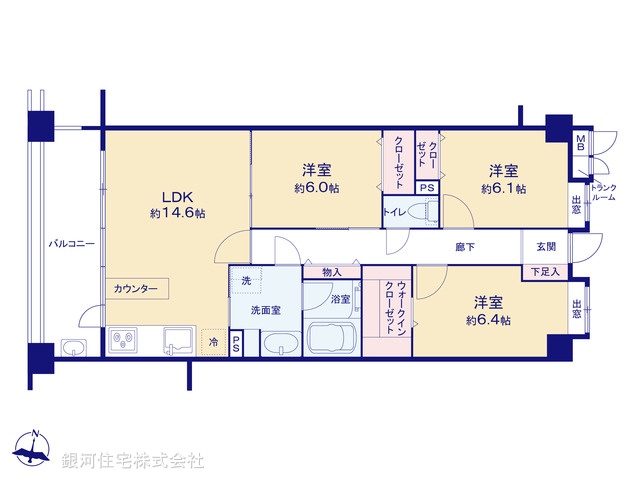 G00374610 東京都大田区南馬込６丁目 中古マンション 7890万円【間取図】