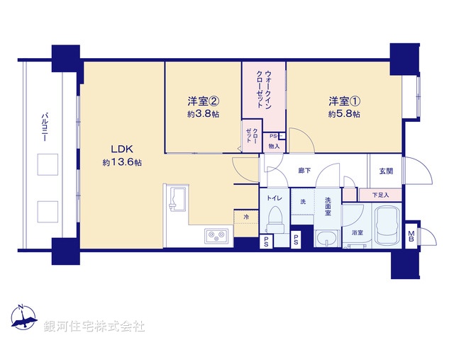 G00374649 東京都新宿区東五軒町 中古マンション 8790万円【間取図】