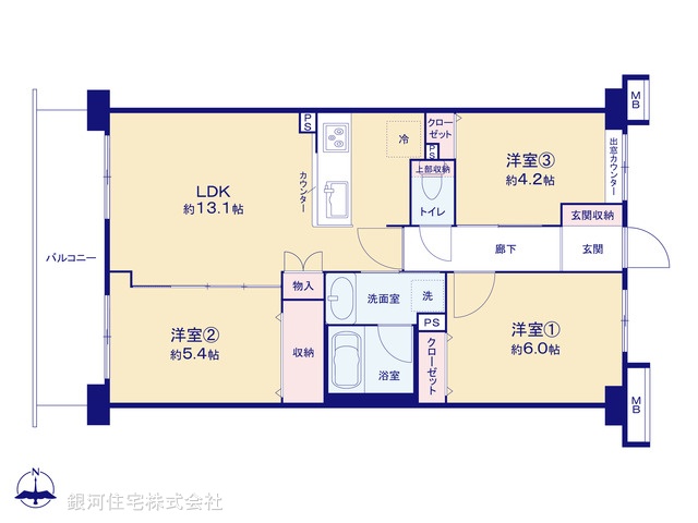 G00374651 東京都北区豊島７丁目 中古マンション 5480万円【間取図】