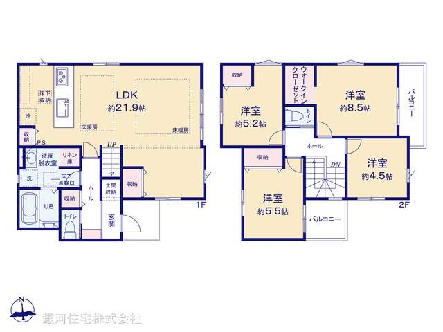 G00374847 東京都立川市幸町５丁目 新築一戸建て 6499万円【間取図】