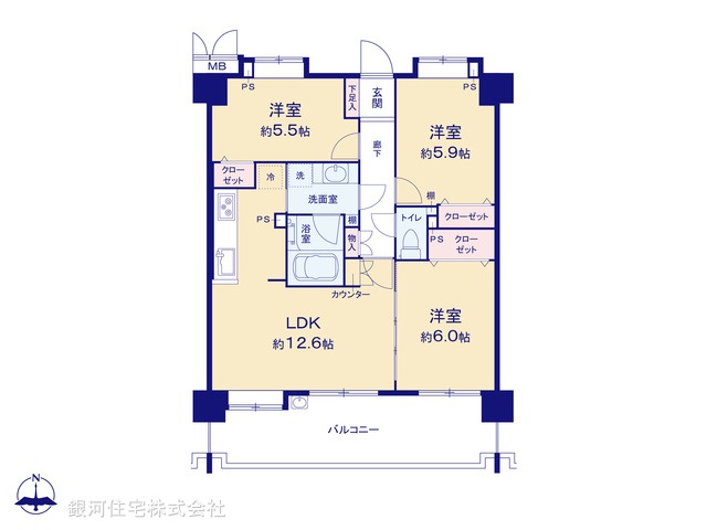 G00374898 神奈川県横浜市鶴見区駒岡２丁目 中古マンション 4399万円【間取図】