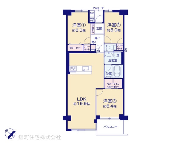 G00374940 千葉県浦安市美浜１丁目 中古マンション 7290万円【間取図】