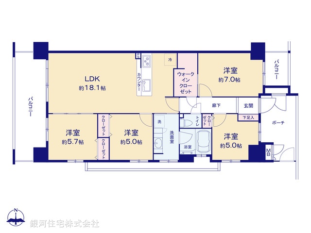 G00374970 東京都府中市東芝町 中古マンション 5099万円【間取図】
