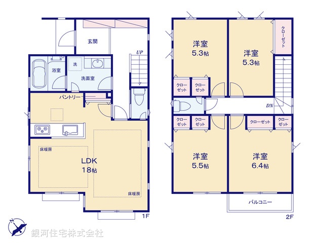 G00374973 神奈川県川崎市宮前区有馬３丁目 新築一戸建て 6280万円【間取図】